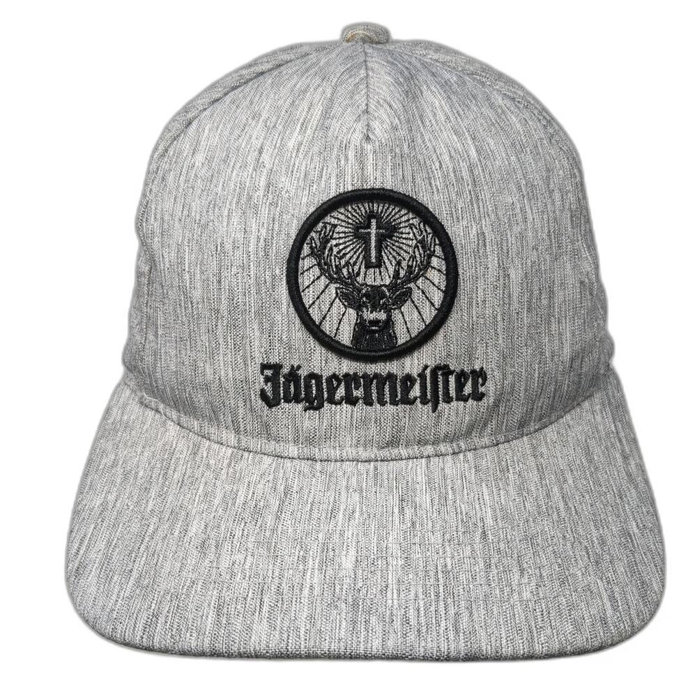 Jägermeister Gray 5 Panel Hat One Size Snapback Stag Logo Embroidered Adjustable